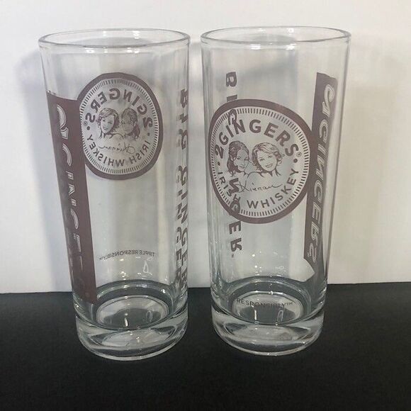 Pair 2 Gingers Big Ginger Irish Whiskey 6” pint glasses EUC - Picture 2 of 4